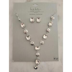 NICOLE MILLER Iridescent Necklace & Earring Set Silver-Tone Bridal Jewelry